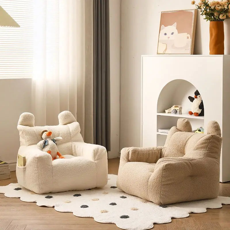 Lazy INS Kids Sofa Mini Bean Bag Lamb Velvet Casual Seat Cartoon Children's Sofa Reading Tatami Baby Furniture