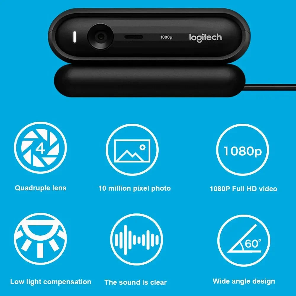 Logitech c670i webcam, 1080p intelligent FHD camera, USB, 60 degree wide angle lens, for computers, webcam