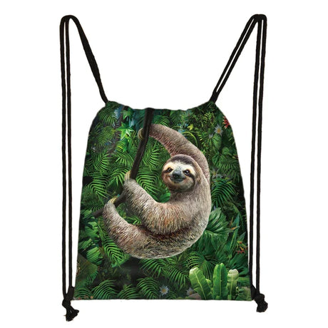 Cute Animal Sloth Alpaca Drawstring Bags Women Storage Bag for Travel Ladies Softback Backpack Teenager Girls Bookbag Gift