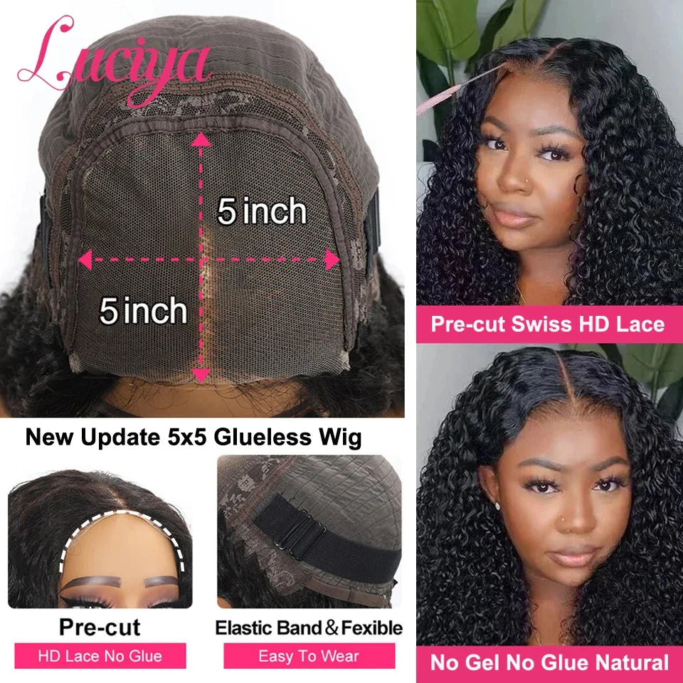 HD Deep Wave 13x6 Lace Frontal Wig 30 Inch 250% Curly 13x4 Lace Front Human Hair Wig 5x5 Glueless Wig Ready To Wear Go For Women