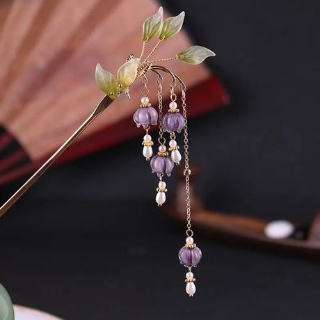 Vintage Tassel Hair Stick Chopsticks For Women Chinese Hanfu Hair Accessories Fringe Pearl Floral Hairpin Forks Metal Jewelry