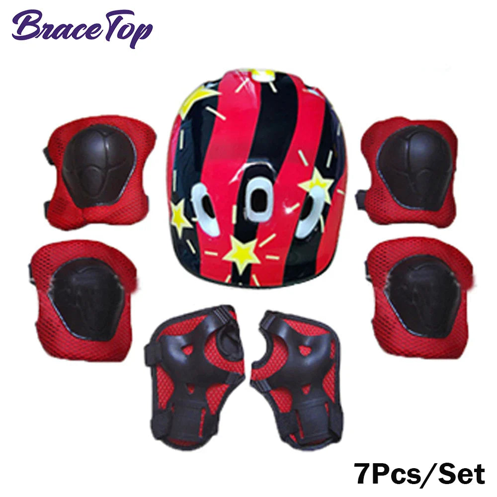 7Pcs Kids Skating Protective Gear Set Children Knee Wrist Guard Elbow Pads Bicycle Skateboard Ice Skating Roller Protector Guard