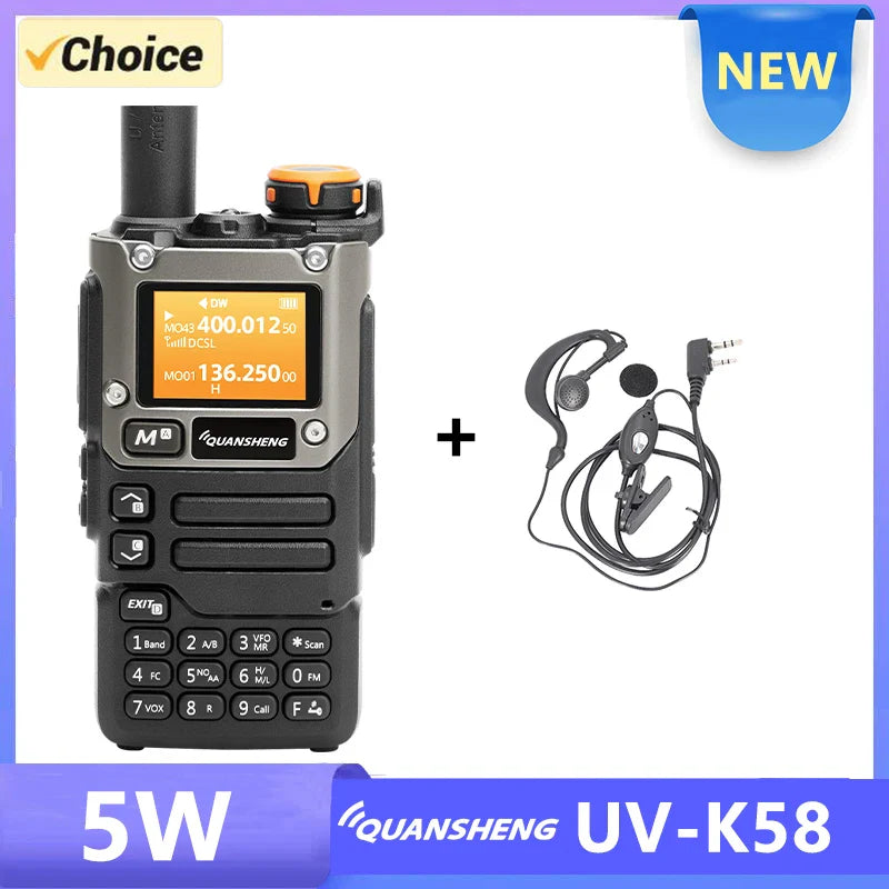 UV K58 Walkie Talkie 5W Quansheng UV-K6 Two Way Radio 50-600MHz Full Band Receiving Type C Charge Air Band DTMF Scramber UV-K5