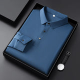 Long Sleeve T-shirt Spring and Autumn Thin Lapels Fashion Young and Middle-Aged Business Casual Slim-Fitting Men's Polo Shirt