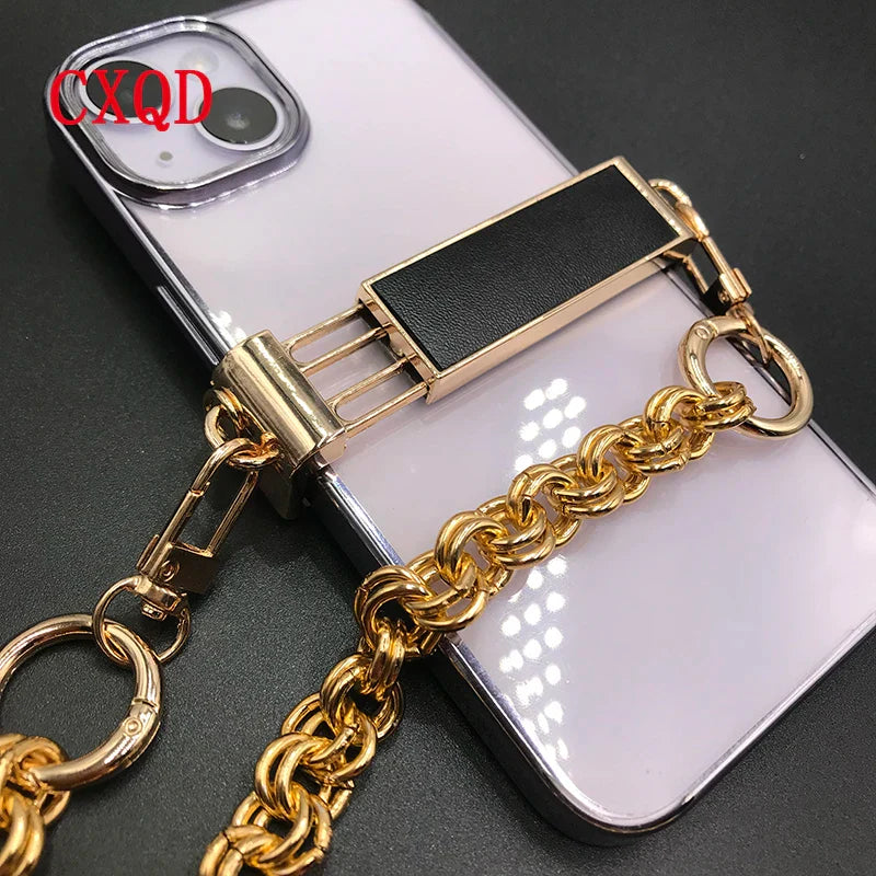 125cm Universal Metal Lanyard Anti-lost Phone Back Clip Aluminum Chain High-end Hanging Clips DIY Matching Hanging Outdoor Gift