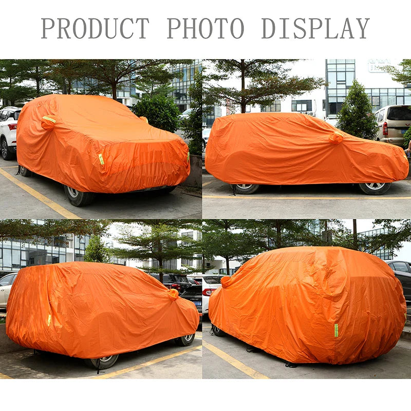 Universal Orange Car Cover Outdoor Sun Dust UV Protection Full Car Cover Waterproof Protector for BMW Audi Honda Hyundai KIA