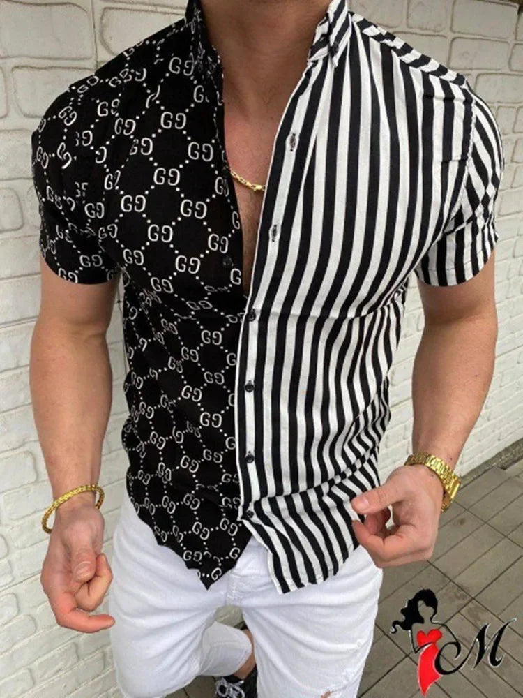 European and American Brand Hawaiian Men's Printed Short Sleeved Shirt, Loose and Breathable Oversized Top, Summer Clothing