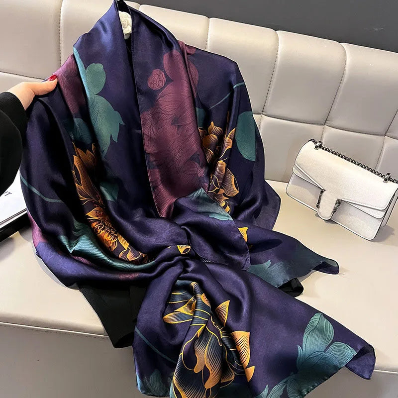 Spring Scarf Women's Luxury Design Scarf Silk Smooth Scarf Soft Muslim Headband Shawl Beach 85x180cm