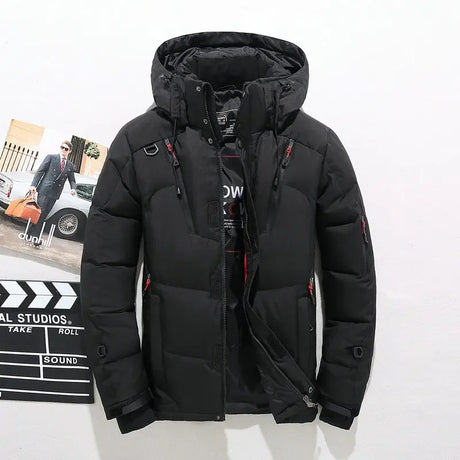 Men's White Duck Down Jacket Warm Hooded Thick Puffer Jacket Coat Male Casual High Quality Overcoat Thermal Winter Parka Men