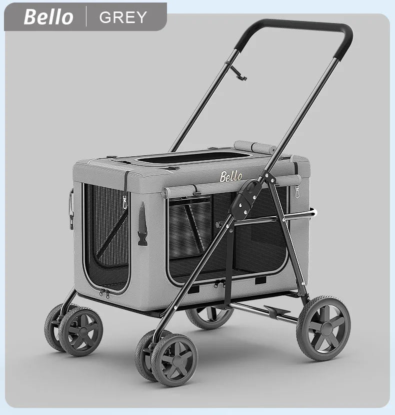 Bello Pet Strollers Folding Trolley Lightweight Pets Cat Carrier Cage Pet Gear Strollers for Small Dog Carrier Bag Trolley Case