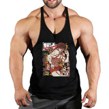 Anime Baki Hanma Stringer Tank Top for Men Cotton Y-Back Vest Tees Tops Muscular Training Undershirt Gym Workout Bodybuilding