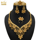 ANIID Indian Jewellery Set Party Wedding Dubai Gold Color Jewelry For Women Necklac Bracelet Earring Gift Nigeria Ethiopian