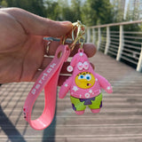 SpongeBob SquarePants Anime Figures Keychain Sandy Patrick Star Squidward Tentacles Bag Keyring Charm Kids Toys Birthday Gifts