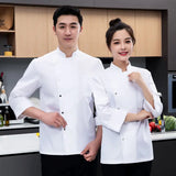 white Chef Jacket Long Sleeve chef uniform Cook Coat Chef T-shirt Baker Work Uniform Waiter Restaurant Hotel Clothes women Logo