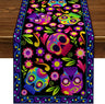 Mexican Day of The Dead Linen Table Runners Kitchen Dinning Table Decor Sugar Skull Table Runners for Dining Party Decor