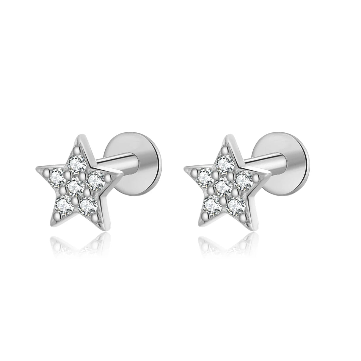 ANDYWEN 925 Sterling Silver 6mm 8mm Proud Queen Flash Baby Angel Piercing Screw Pendientes Stud Earring Women Clips