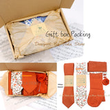 Viola Design 7 PCS Gift Box Cotton Sock Tie Sets Clip Pin Cufflinks Hanky Solid Floral Men Wedding Party Daily Cravat Accessory