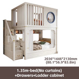 Modern High And Low Kids Bed With Ladder Cabinet Safety Fence Bunk Bed  Multifunctional Solid Wood Children Bed For Boy And Girl