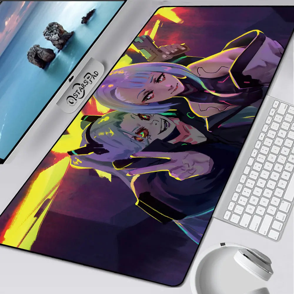 Cyberpunk Mouse Pad Anime Mousepads Edgerunners Keyboard Mat DIY Soft Gamer Large DeskMat XXL XL Gaming Accessories for Computer