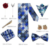 Men's Tie Set Gift Box Fashion Brand Bowtie Pocket Squares Brooch Cufflinks Clip Suit For Men Business Necktie Wedding Party Tie