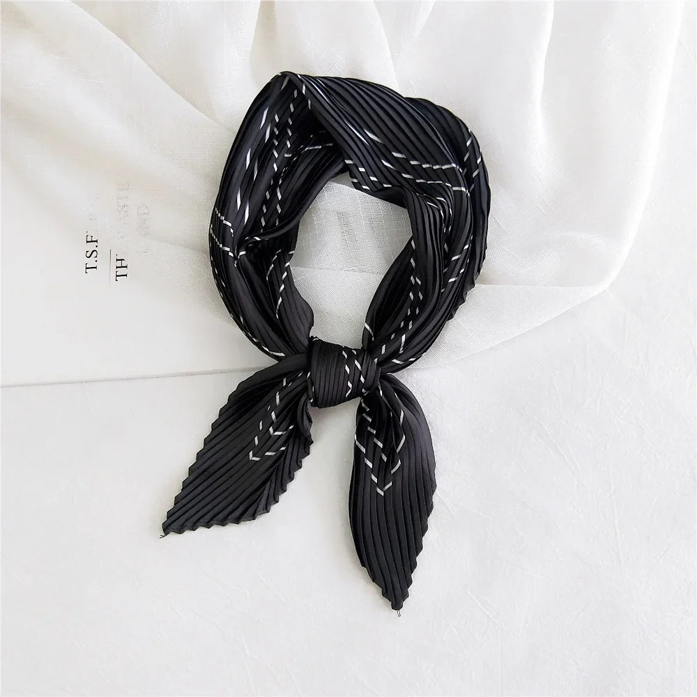 silk scarf women luxury ladies small head scarf wholesale scarves  headwraps pleated chiffon hijabs satin hijabe femme bandanas