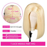 Blonde Bob Wigs Deep Part 13x4 Human Hair Lace Front Wigs for Black Women Pre Plucked Bleached Knots Blond Lace Wigs