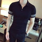 Short Sleeve Shirt for Men 2023 New Solid Polo Business Summer Ice Silk Turn-down Collar Stripe Button Casual Fashion Tops