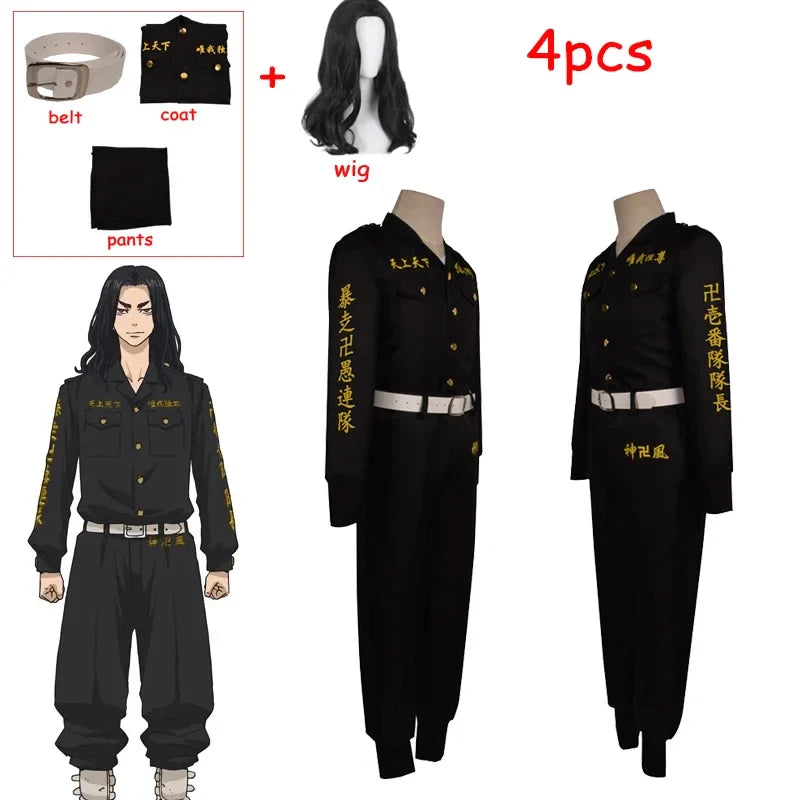 Anime Tokyo Revengers Cosplay Keisuke Baji Hanagaki Cosplay Costume 1st Division Captain Uniform Jacket Pants Wig Halloween Suit