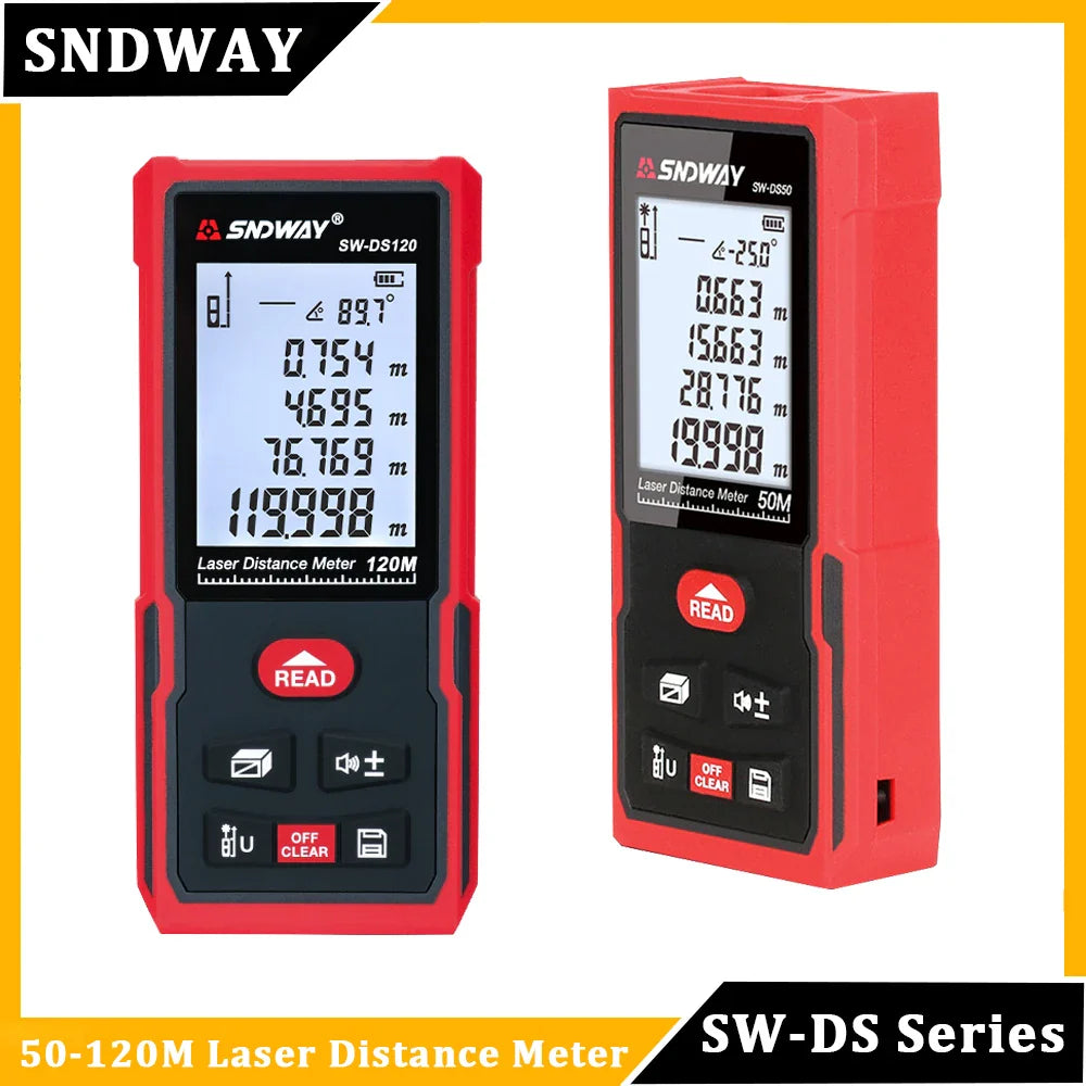 SNDWAY Laser Distance Meter Digital Rangefinder Mini Laser Tape Measure Range Finder Professional M/In/Ft Laser Measuring Meter