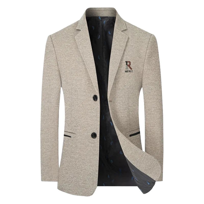 New Men Business Casual Cashmere Blazers Suits Jackets Wool Blends Male Autumn Winter Slim Fit Blazers Suits Coats Mens Clothing