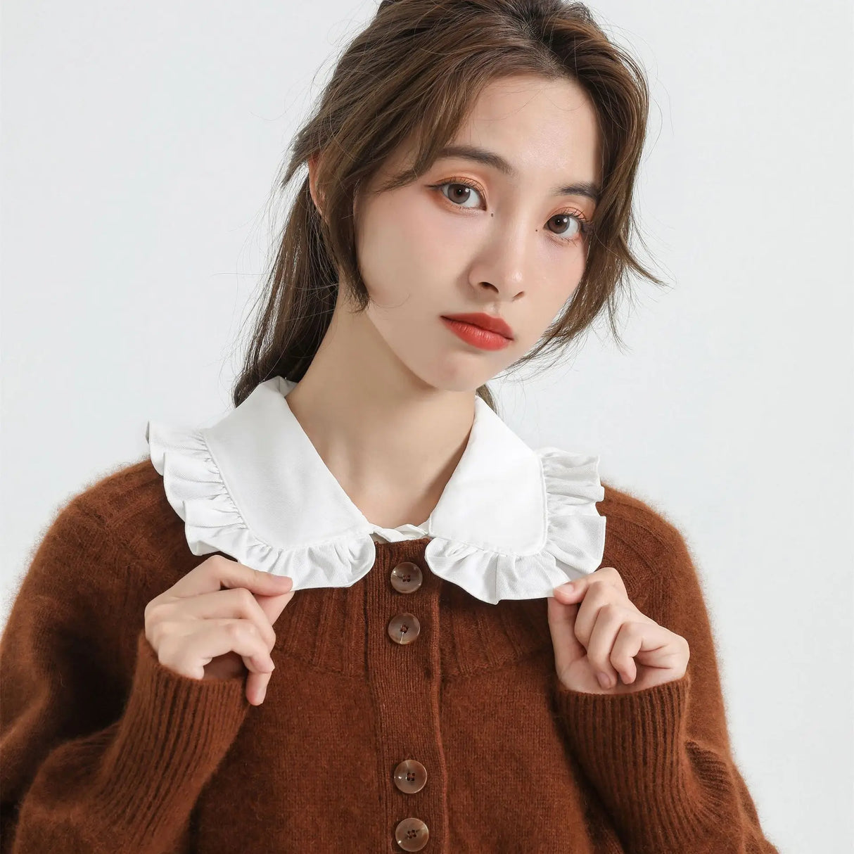 Women Fake Collar Shirt Ruffles Lapel Detachable Shirt Collar Girls Sweater False Collar Blouse Clothes Accessories Tie Faux Col