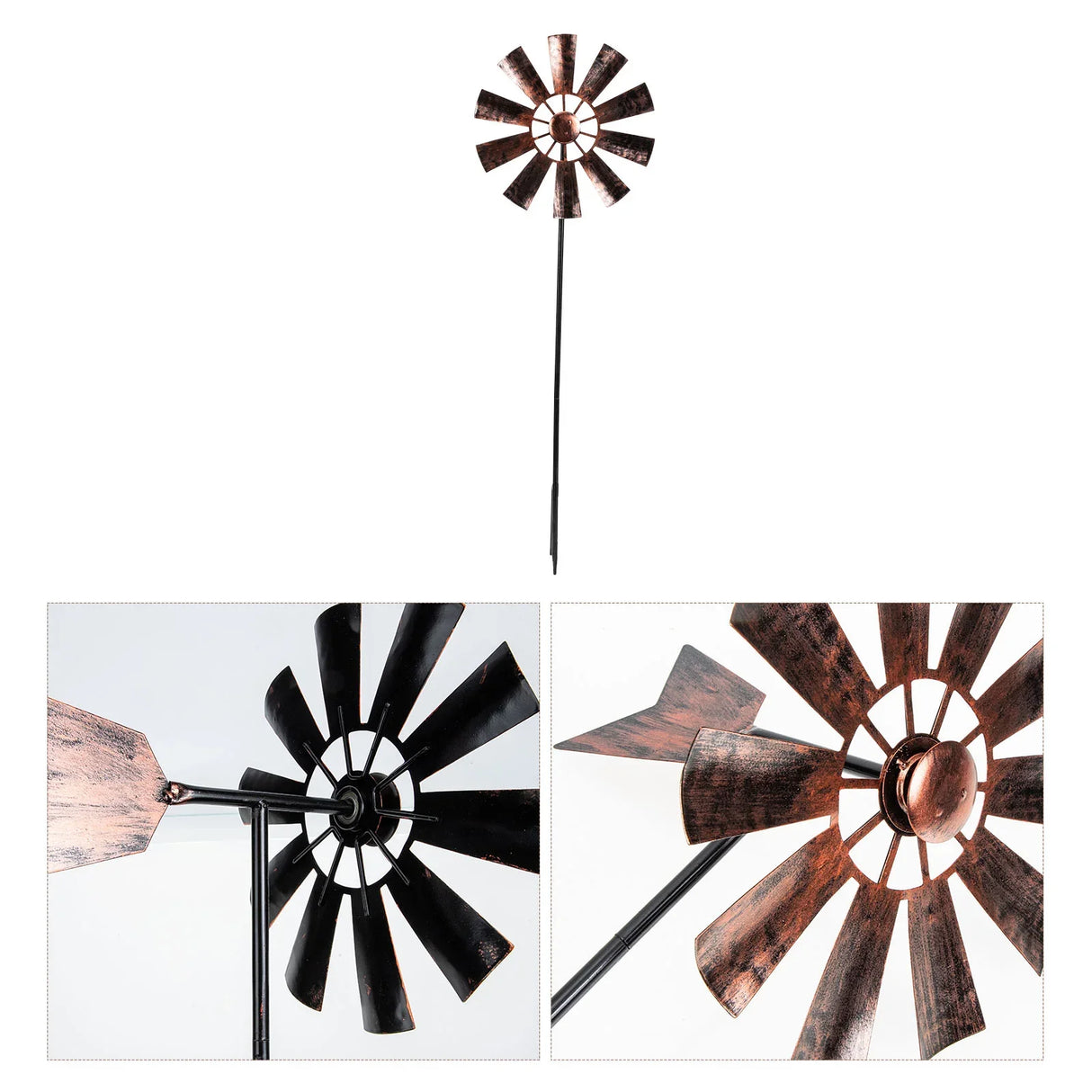 Metal Pinwheels Large Outdoor Ornaments Garden Stake Windmill Lawn Ornaments Wrought Iron Metal Windmill Decorations Retro Wind