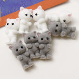 Min order 30pcs/lot flocking animals cartoon cats shape resin dolls beads diy jewelry earring/garment pendant accessory