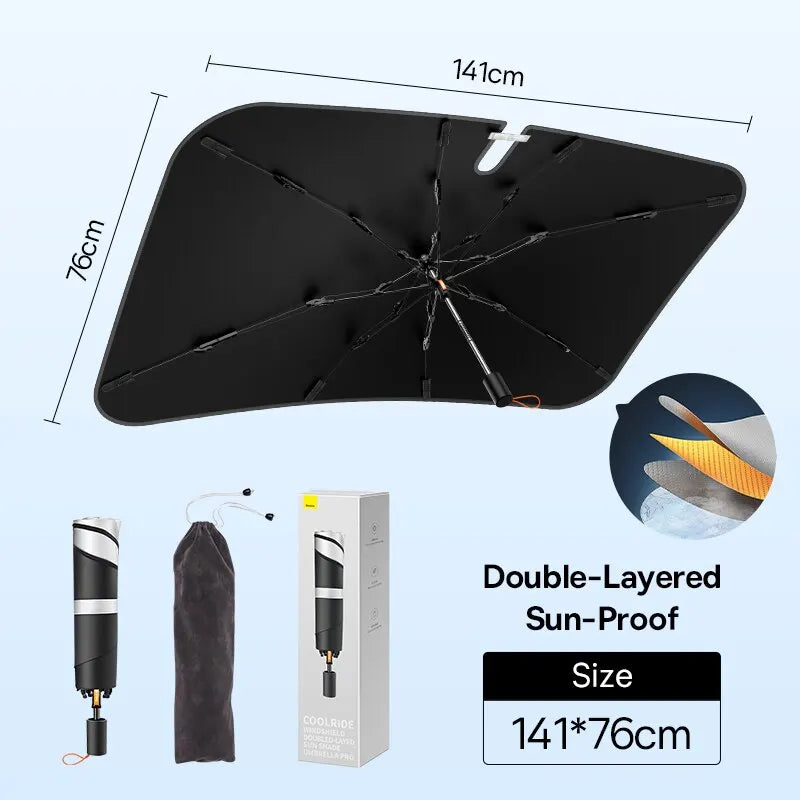 Baseus Car Windshield Double-Layered Sun Shade Foldable Handle Car Sun Shade Umbrella Cover UV Protection Window Sun for Auto