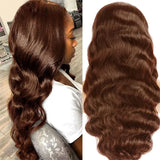 13x4 Chocolate Brown Colored Lace Front Human Hair Wigs For Women HD Transparent Body Wave 360 Full Lace Frontal Wig Pre Plucked