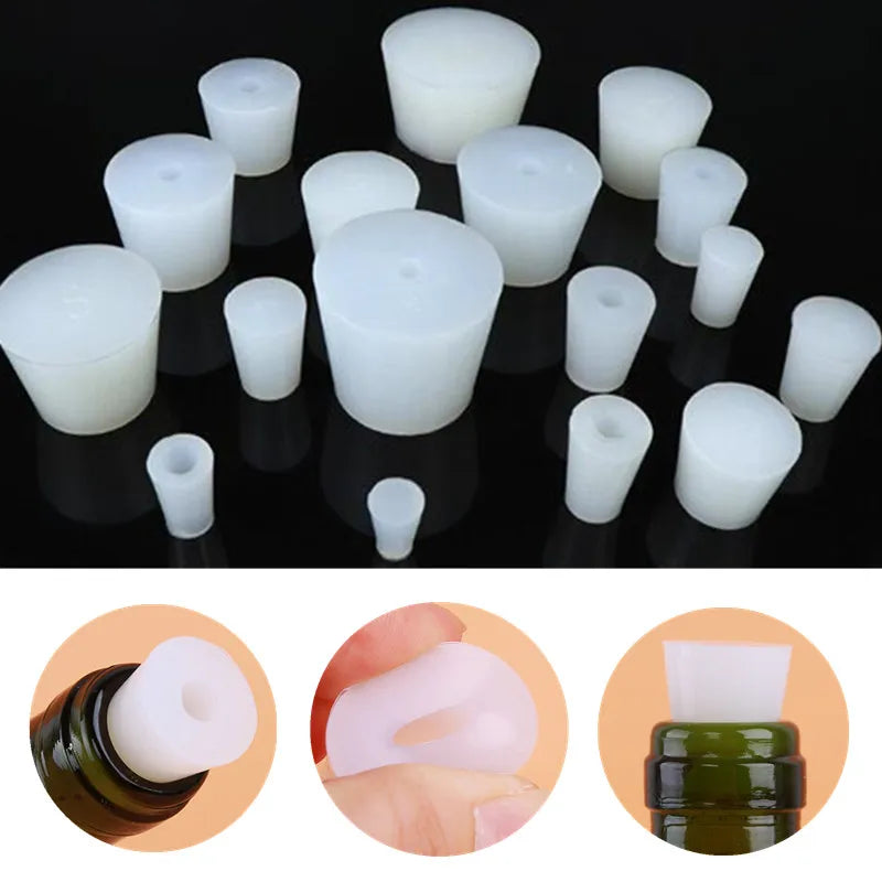 Home Brew Wine Stoppers Silicone Plug With 8mm Hole For Airlock Valve Bubbler Fermentation Exhaust Valve Silicone Rubber Plug