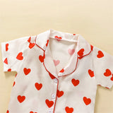 2023 Fashion Children Summer Pajama Sets Silk Satin Heart/Floral/Cattle Print Baby Suits Sleepwear Boy Loungewear Kids Pajamas