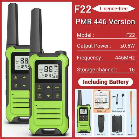 2pcs Baofeng F22 PMR FRS Walkie Talkie Type-c Charging Portable Mini Communication Radio Profesional Two Way Radio Transceiver