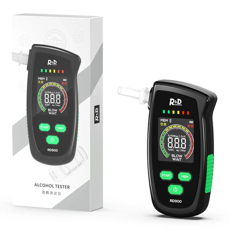 R&D RD900 New Digital Breath Alcohol Tester Mini Professional Police Alcohol Tester Breath Drunk Driving Analyzer LCD Screen