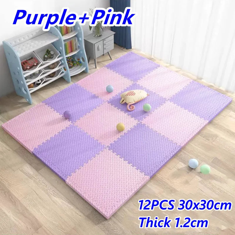 Baby Game Mat 12PCS Puzzle Mat Thick 1.2cm Play Mats 30x30cm Foam Puzzle Mat Floor Mats Gym Crawling Mat Kids Foot Mat Baby Rugs