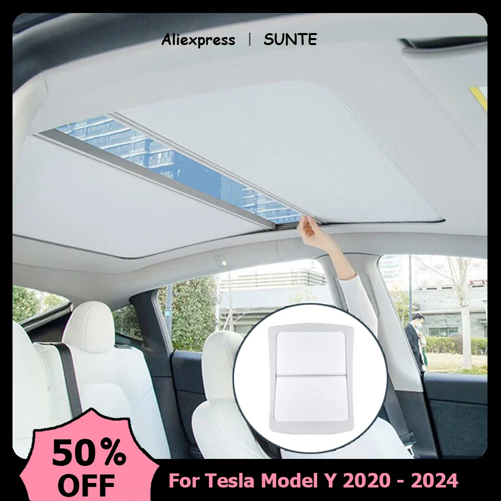 For Tesla Model Y 2024 Magnetic Sunroof Sunshade Modely 2023 Retractable Sun Visor Interior Accessories