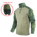 Men Combat Work Clothes Long Sleeve Tactical Elbow Pads Uniform Cotton Military CP Camouflage Shirt Man T Shirts