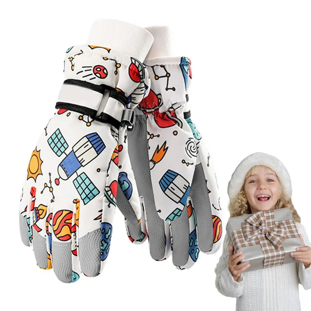 S/M/L Children Winter Ski Gloves Waterproof Thicken Mittens Snow Snowboard Kids Glove For Boys Girls Keep Finger Warmer