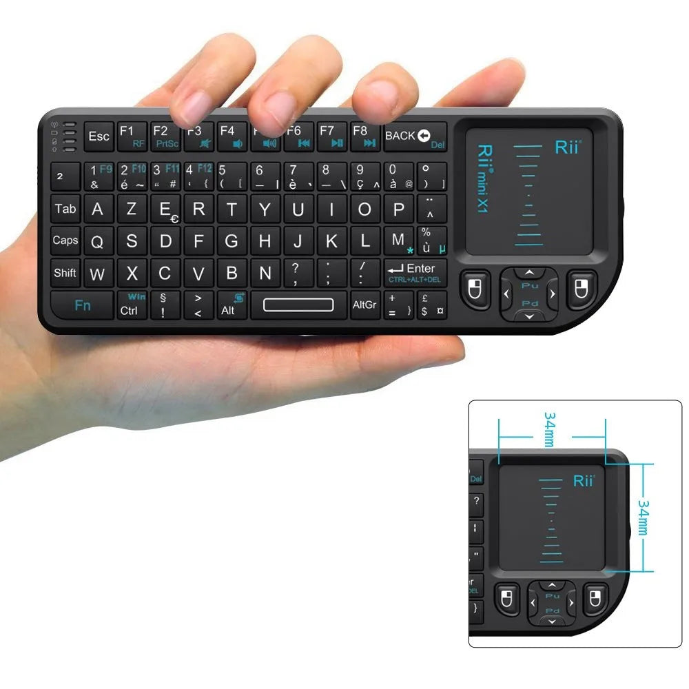 Rii X1 2.4GHz Mini Wireless Keyboard English/ES/FR Keyboards with TouchPad for Android TV Box/PC/Laptop