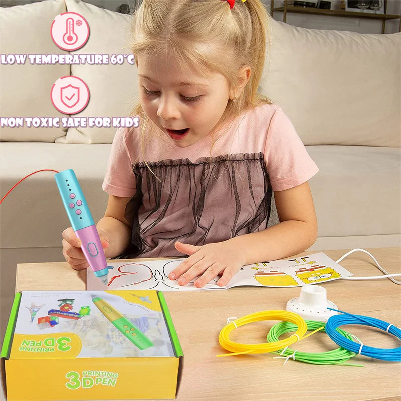 Creative 3D Pen Set for Kids - Perfect Birthday & Christmas Gift with 200M PCL Filament