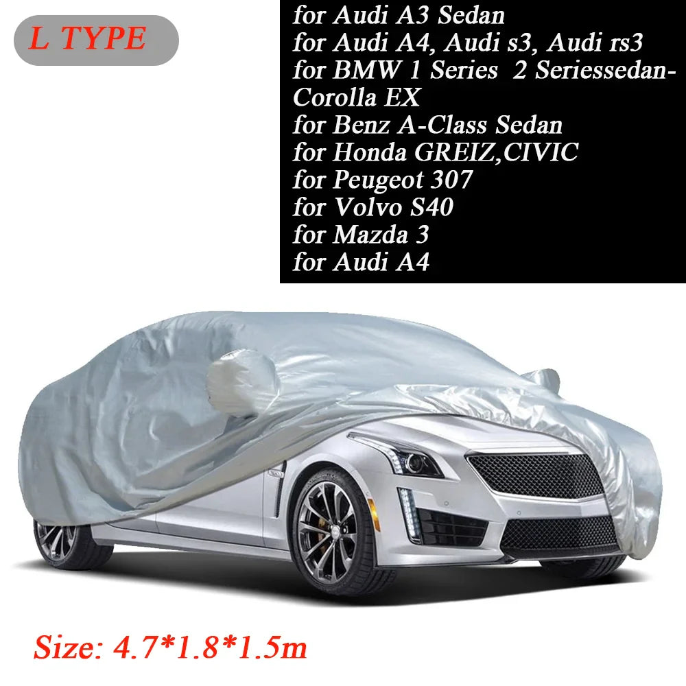 Universal Car Cover Full Cover Outdoor Indoor UV Protection Sunscreen Heat Protection Dustproof Scratch-Resistant Sedan M-XXL