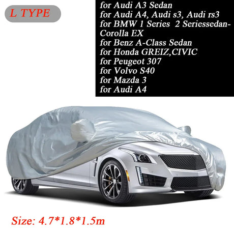 Universal Car Cover Full Cover Outdoor Indoor UV Protection Sunscreen Heat Protection Dustproof Scratch-Resistant Sedan M-XXL