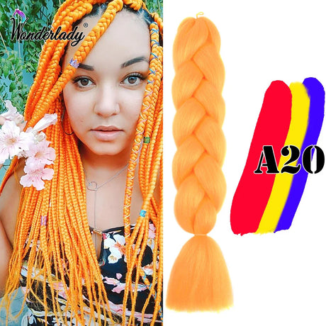 WonderLady 255 Color Long Colored Braiding Hair Jumbo Braids DIY Hairstyle Ombre Synthetic Hair Extensions For Women Braiding