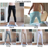 Sexy Men Thermal Underwear Bottoms Ice Silk Ultra-Thin Men Long Pants Autumn Bottom Trousers Underwear Tight Smooth Sleepwear