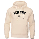 NEW YORK Letter U.S.A City Print Hoody Men Fashion Casual Long Sleeves Hooded Loose Oversize Pullover Hoodie Street Sweatshirt